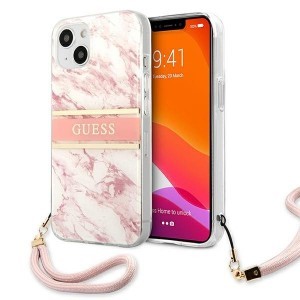 iPhone 13 Guess GUHCP13MKMABPI Marble tok pánttal pink