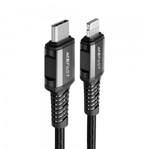 Acefast MFI kábel USB-C - Apple Lightning 3A 1,2 m alumíniumötvözet fekete