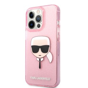 iPhone 13 Pro Max Karl Lagerfeld Glitter Karl Head tok pink (KLHCP13XKHTUGLP)