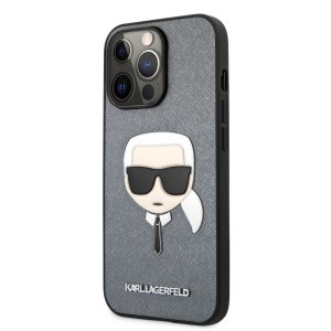 iPhone 13 Pro Max Karl Lagerfeld Karl Head Saffiano tok ezüst (KLHCP13XSAKHSL)