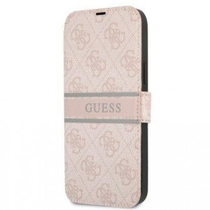 iPhone 13 Guess PU 4G Printed Stripe fliptok rózsaszín (GUBKP13M4GDPI)