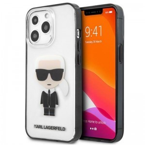 iPhone 13 Pro Karl Lagerfeld Ikonik Karl tok átlátszó fekete kerettel (KLHCP13LHIKCK)