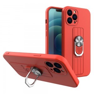 iPhone 13 mini Ring Szilikon tok kihajtható támasszal piros