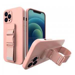 iPhone 13 Pro Max Rope TPU gél tok pánttal rózsaszín