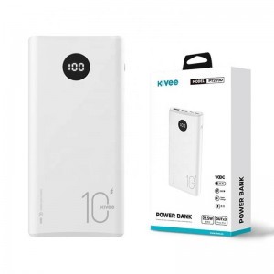 Kivee Powerbank 10000mAh PD 18W (USB + Micro USB + USB-C) fehér
