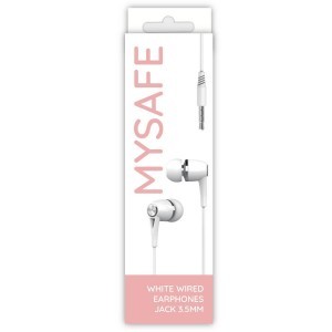 MySafe Vezetékes fülhallgató 3.5mm jack audio fehér