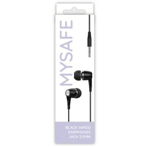 MySafe Vezetékes fülhallgató 3.5mm jack audio fekete