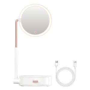 Baseus Smart Beauty sminktükör LED lámpával és tárolódobozzal fehér