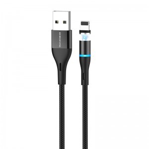Borofone BU16 Mágneses USB - Lightning kábel 2.4A 1.2 m fekete