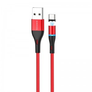 Borofone BU16 Mágneses USB - USB Type-C kábel 3A 1.2 m piros