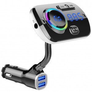 Bluetooth BC49AQ FM Transmitter (Bluetooth 5.0 + EDR + microSD + USB) Töltés funkcióval 2x USB 2.4A QC 3.0 Quick Charge fekete