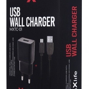Maxlife hálózati töltő adapter 1A + Micro USB kábel fekete