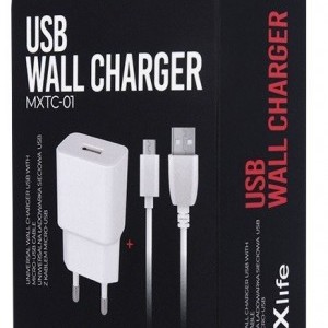 Maxlife hálózati töltő adapter 1A + Micro USB kábel fehér