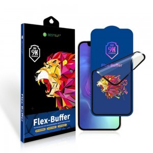 iPhone 13 Pro Max / 14 Plus Bestsuit Flex-Buffer Hybrid 5D kijelzővédő üvegfólia antibakteriális fekete