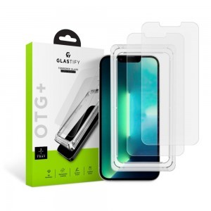 iPhone 13 Pro Max/14 Plus Glastify OTG+ kijelzővédő üvegfólia 2x + felhelyező keret