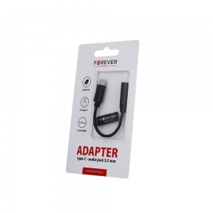 Forever adapter kábel USB-C - jack 3,5mm fekete
