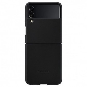 Samsung Galaxy Z Flip 3 5G Leather Cover, Gyári Bőr Tok, Fekete