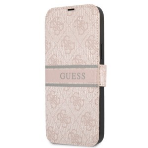 iPhone 13 Pro Max Guess PU 4G Printed Stripe fliptok pink (GUBKP13X4GDPI)