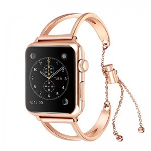 Apple Watch 4/5/6/7/8/SE (38/40/41mm) karkötő formájú fém óraszíj rose gold színű Alphajack