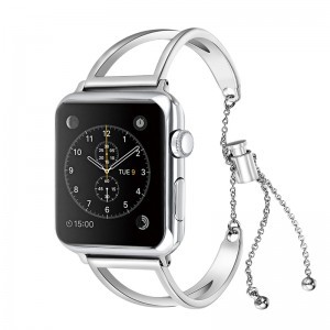 Apple Watch 4/5/6/7/SE (38/40/41mm) karkötő formájú fém óraszíj ezüst színű Alphajack