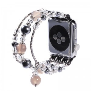 Apple Watch 4/5/6/7/SE (42/44/45mm) karkötő formájú fém óraszíj díszekkel ezüst-lila színű Alphajack
