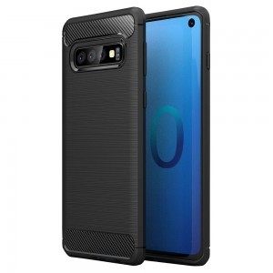 Huawei P20 Lite Carbon szénszál mintájú TPU tok fekete