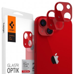 iPhone 13 mini / 13 Spigen Optik.TR 2x kameralencsevédő 9H üveg piros (AGL04039)
