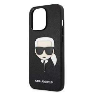 iPhone 13 Pro Max Karl Lagerfeld Saffiano Head tok fekete (KLHCP13XOKPK) 