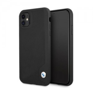 iPhone 11 BMW Leather Deboss bőrtok fekete (BMHCN61RCDPK)