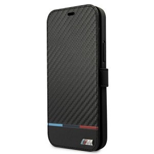 iPhone 13 BMW Carbon Stripe PU fliptok fekete (BMBKP13MPUCARTCBK)