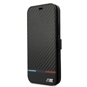 iPhone 13 Pro Max BMW Carbon Stripe PU fliptok fekete (BMBKP13XPUCARTCBK)