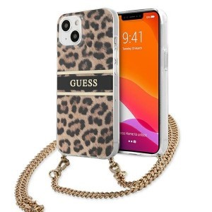 iPhone 13 Guess GUHCP13MKBCLE Leopard Gold Chain tok lánccal