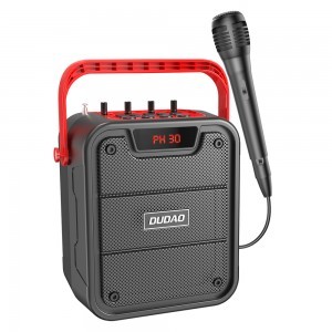 Dudao Bluetooth 5.0 Vezeték nélküli hangszóró 10W 4800mAh + Karaoke mikrofon fekete (Y15s)