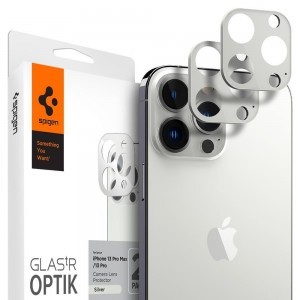 iPhone 13 mini / 13 Spigen Optik.TR 2x kameralencsevédő 9H üveg ezüst (AGL04033)