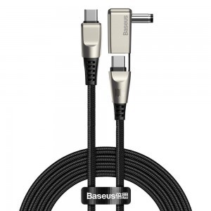 Baseus Flash Series USB Type-C - USB Type-C + DC kör alakú csatlakozó 100W 2m fekete (CA1T2-D01)