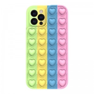 iPhone XR Szíves POP IT telefontok - Color 4 - zöld, sárga, kék, rózsaszín