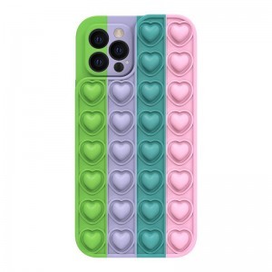 iPhone 13 Pro Szíves POP IT telefontok - Color 5 - Zöld, lila, zöld, rózsaszín