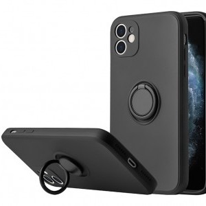 iPhone 13 Pro Vennus szilikon tok hátlapi gyűrűvel fekete