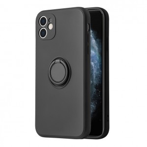 iPhone 7/8/SE 2020 Vennus szilikon tok hátlapi gyűrűvel fekete