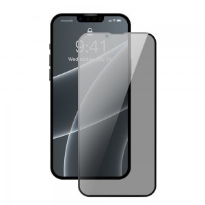 iPhone 13 / 13 Pro Baseus Anti Spy 2x kijelzővédő üvegfólia 0,3 mm fekete kerettel (SGQP010701)