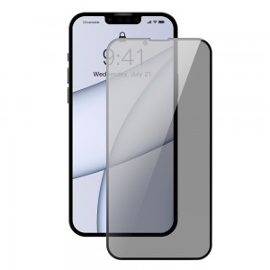 iPhone 13 Pro Max Baseus Anti Spy 2x kijelzővédő üvegfólia 0,3 mm fekete kerettel (SGQP010801)