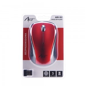 Art Optikai vezeték nélküli egér USB piros (AM-92)