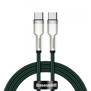 Baseus Cafule Metal Data USB Type C - USB Type C kábel 100 W (20 V / 5 A) 1 m zöld