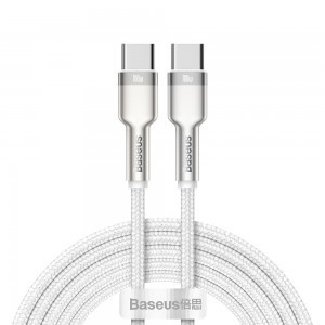 Baseus Cafule Metal Data USB Type C - USB Type C kábel 100 W (20 V / 5 A) 2 m fehér