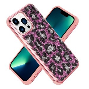 iPhone 13 Diamond tok leopárd mintával rózsaszín színben Alphajack
