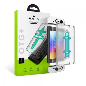 Nintendo Switch Oled Glastify OTG+ kijelzővédő üvegfólia 2x + felhelyező keret