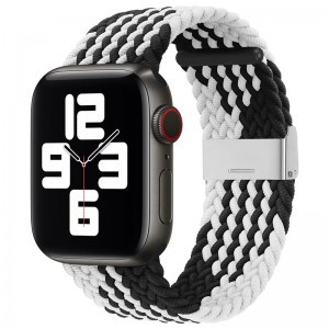 Apple Watch 4/5/6/7/8/SE/Ultra (42/44/45/49mm) Fabric szövet óraszíj fekete / fehér