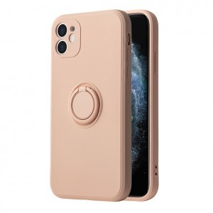 iPhone 13 Mini Vennus szilikon tok hátlapi gyűrűvel világos rózsaszín