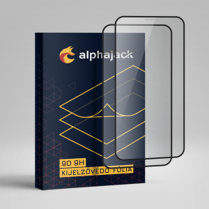 iPhone 13 / 13 Pro / 14 9D 9H 2db üvegfólia fekete kerettel Alphajack