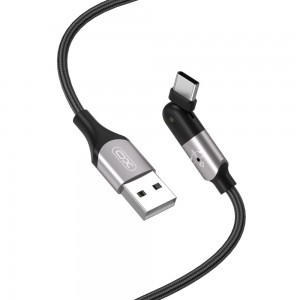 XO NB176 USB - USB Type C kábel 2.4A 1.2m mozgatható csatlakozóval fekete
